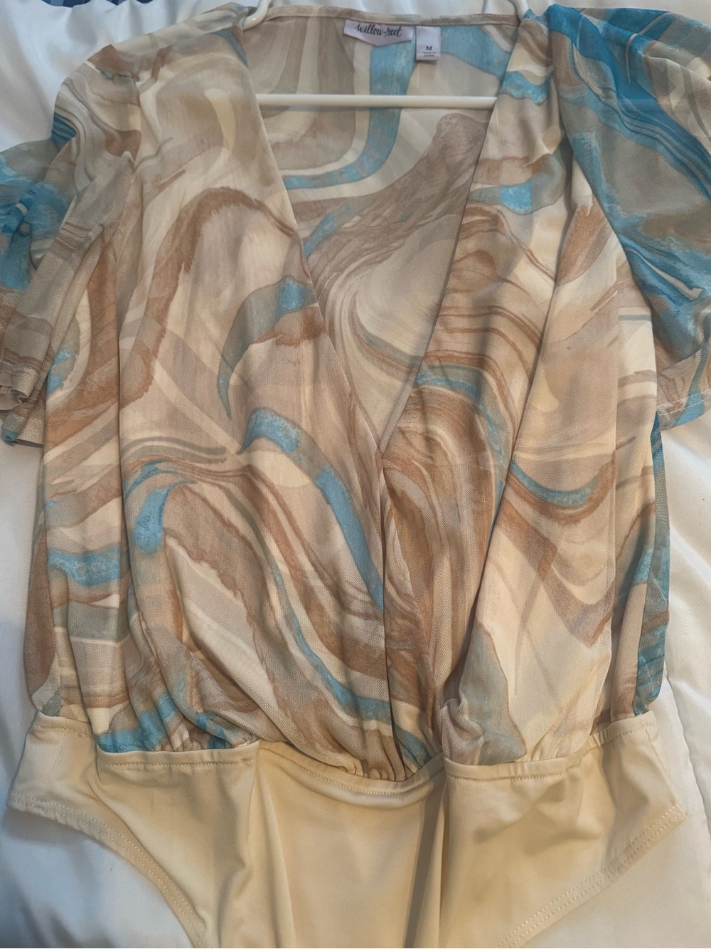 Flowy Marbled Beige & Blue Bodysuit by Willow~Root